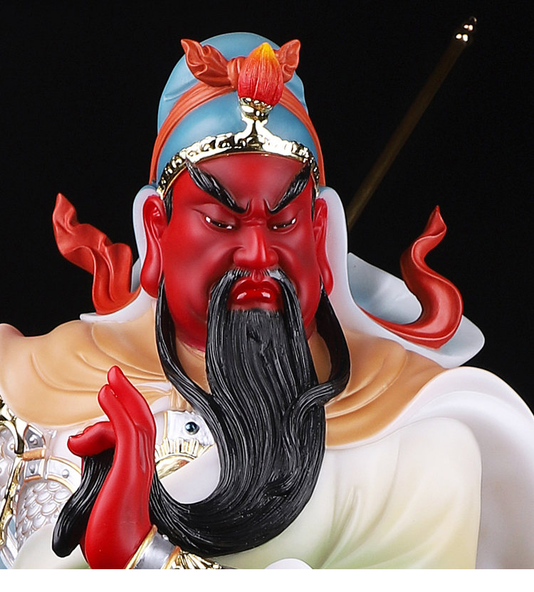 汉白玉彩绘关公神像横刀关二哥九龙关公武财神关二爷关