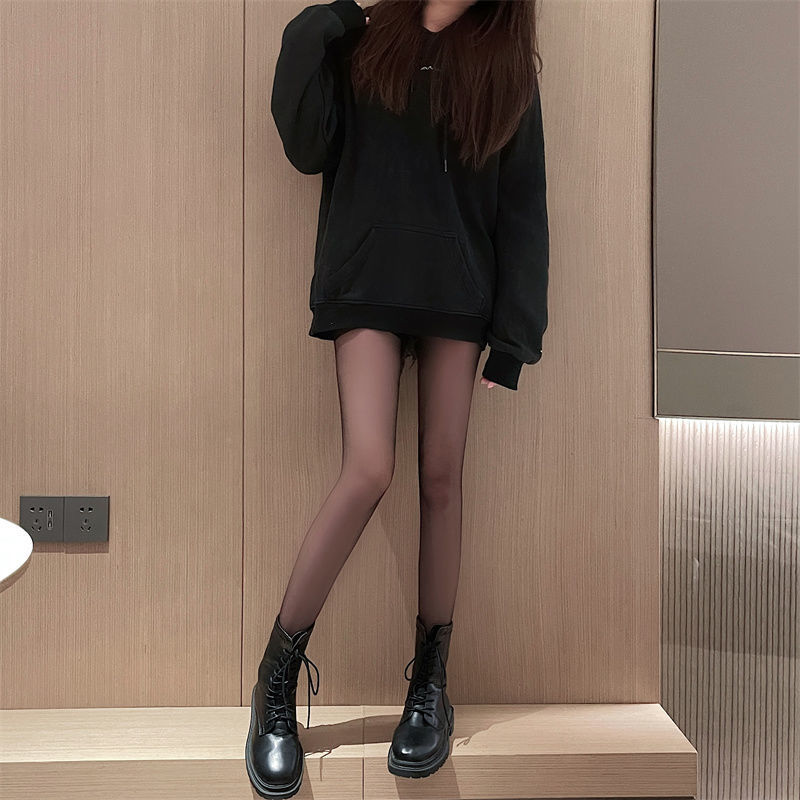 浪莎2022新款黑透肤打底连裤丝袜女学生秋冬季加绒加厚保暖美腿裸感jk