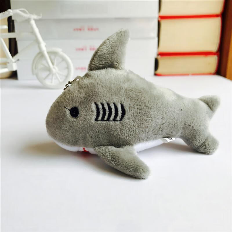 大鲨鱼毛绒玩具可爱海洋生物迷你小号鲨鱼挂件钥匙扣儿童玩偶全长12