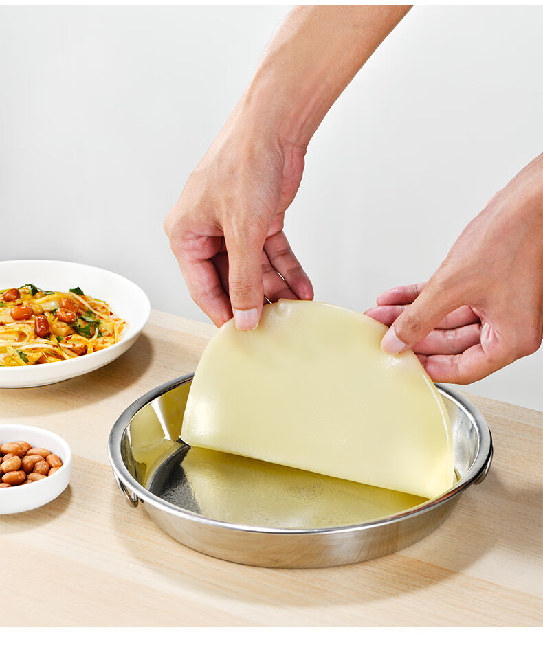 304不锈钢盘子蒸面皮锣锣做凉皮工具平底锅罗罗肠粉盘蒸盘 直径24cm