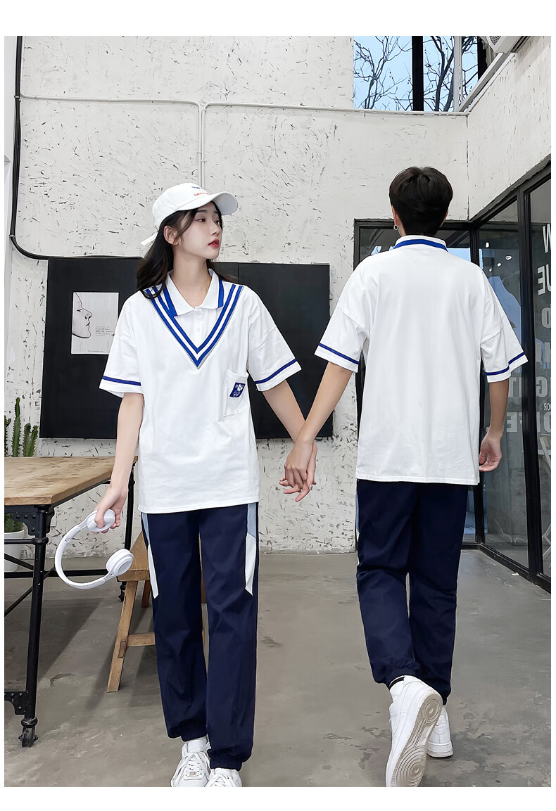 远铭班服高中学院风英伦风夏季情侣装夏天短袖t恤套装开学季大学生