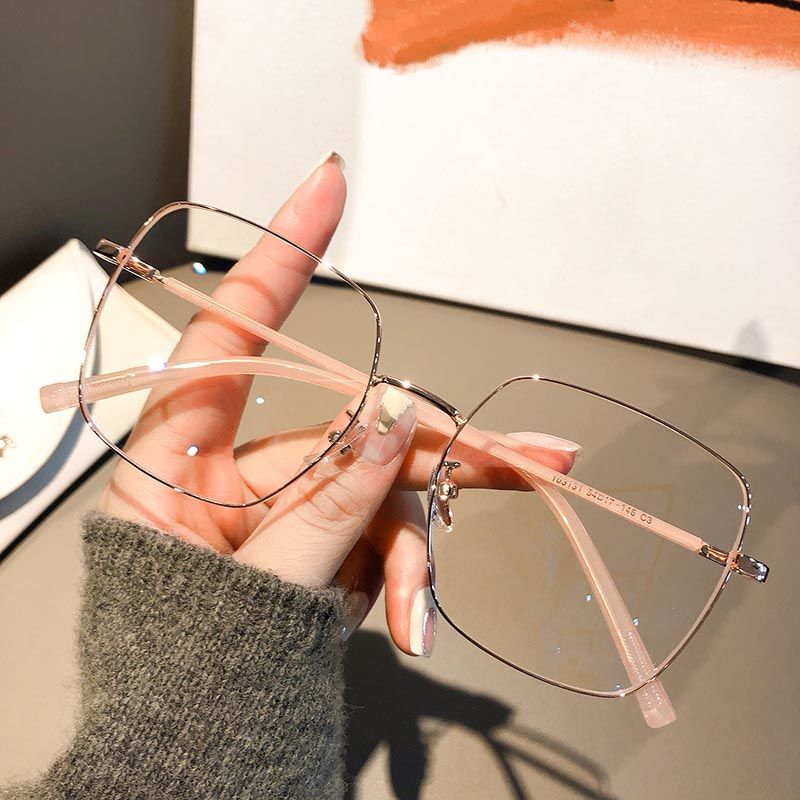 正方形金属大框近视眼镜女可配有度数防蓝光素颜眼睛细框潮 黑色 单