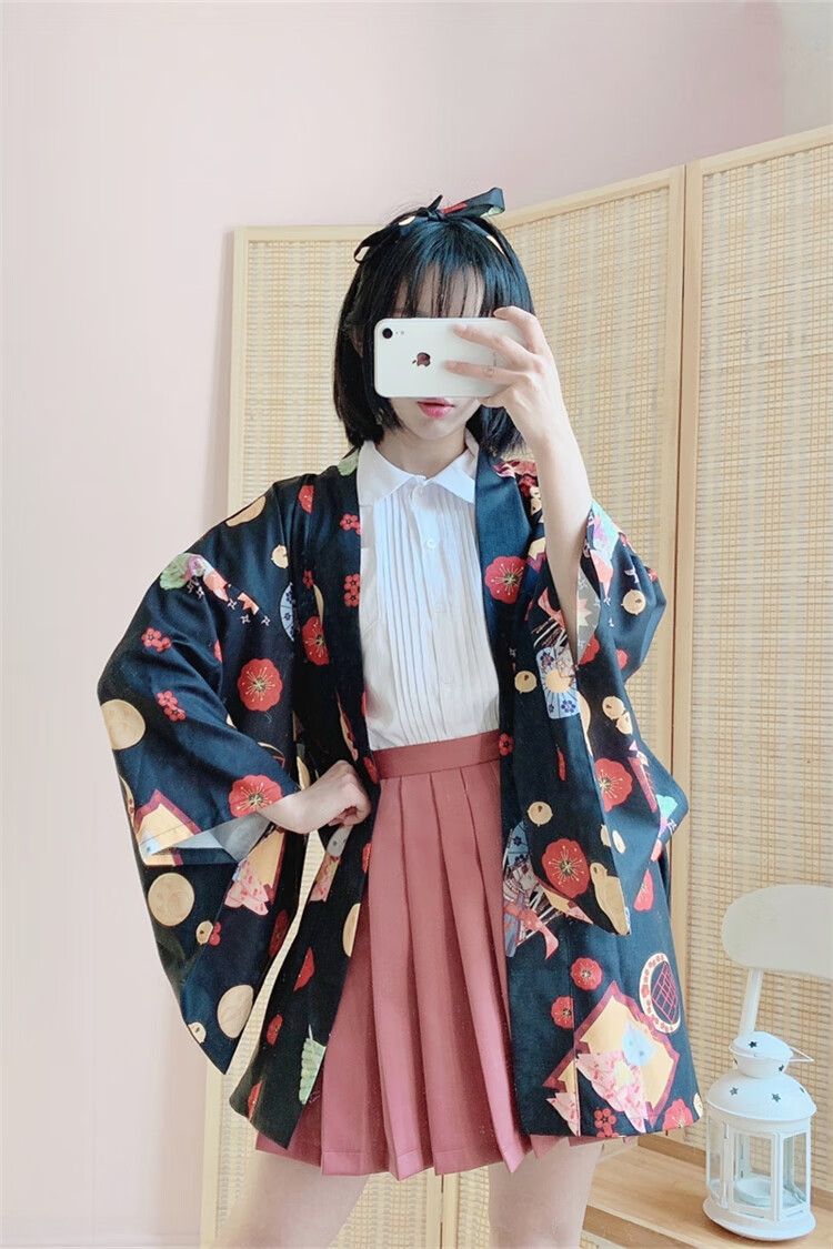 武士猫日系软萌妹开衫和服浴衣和风羽织可爱少女防晒上衣短外套女