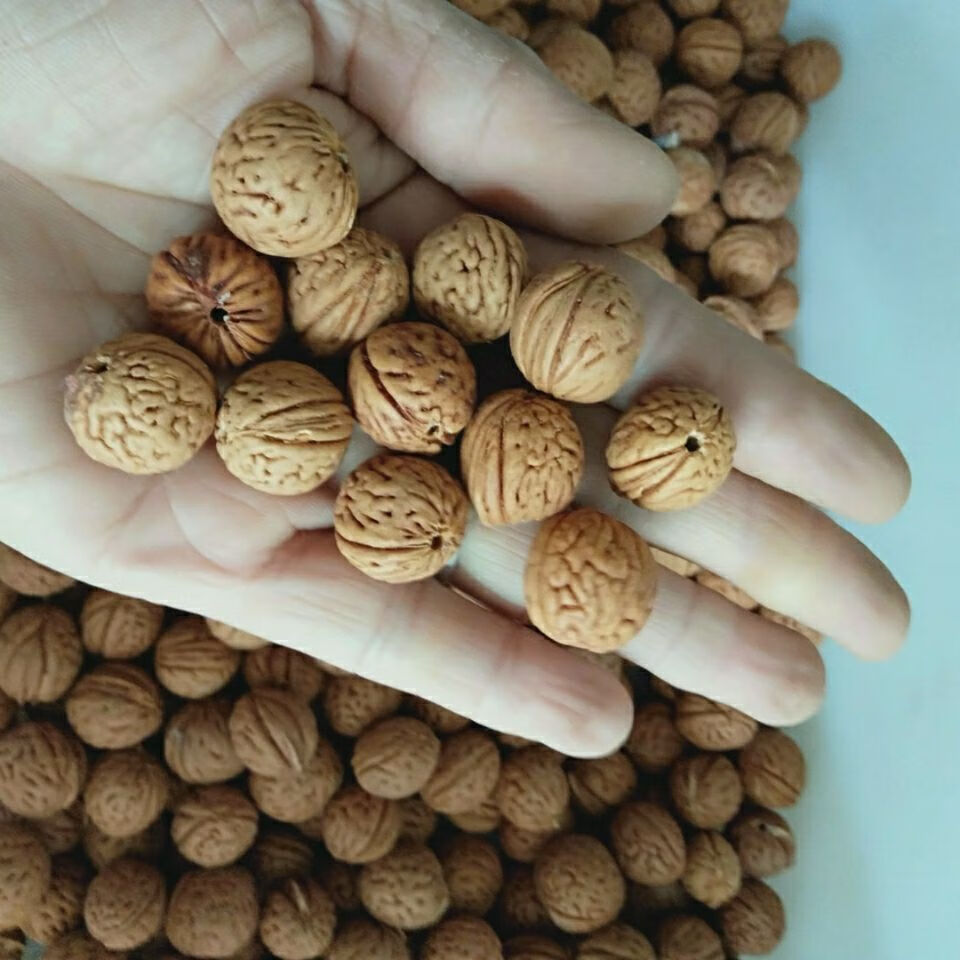 野生山桃核小桃核手串料核桃纯手工剥皮散称桃胡盘红打孔依莲妃 15mm