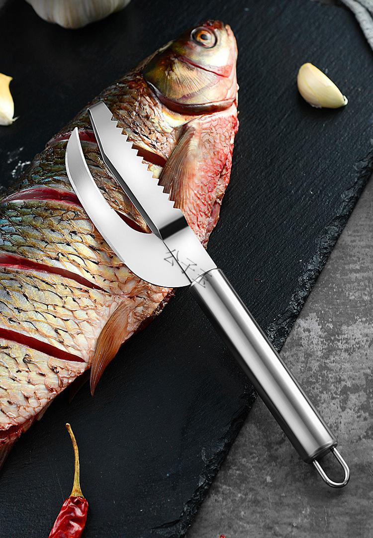 鱼鳞杀鱼神器家用破鱼多功能不锈钢二合一鱼肚刀剖鱼刮鳞二合一鱼鳞刮