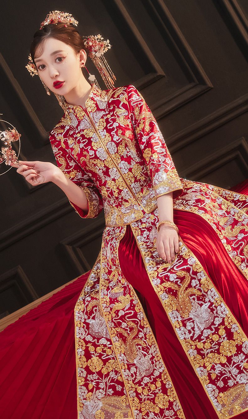 秀禾服女夏秀禾服2022年新款新娘结婚礼服女中式修身小个子龙凤褂夏