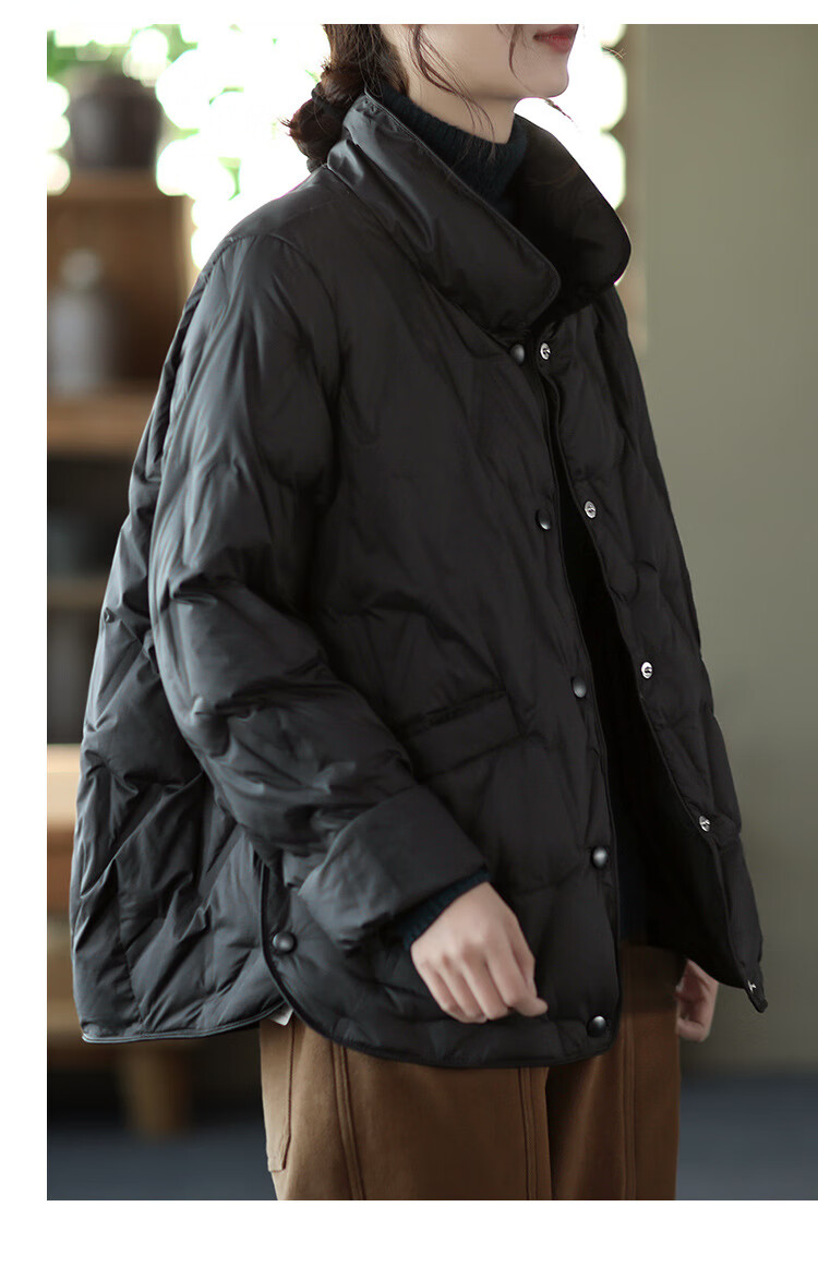 浙江嘉兴平湖羽绒服女轻薄服女短款2022宽松百搭立领白鸭绒保暖秋冬