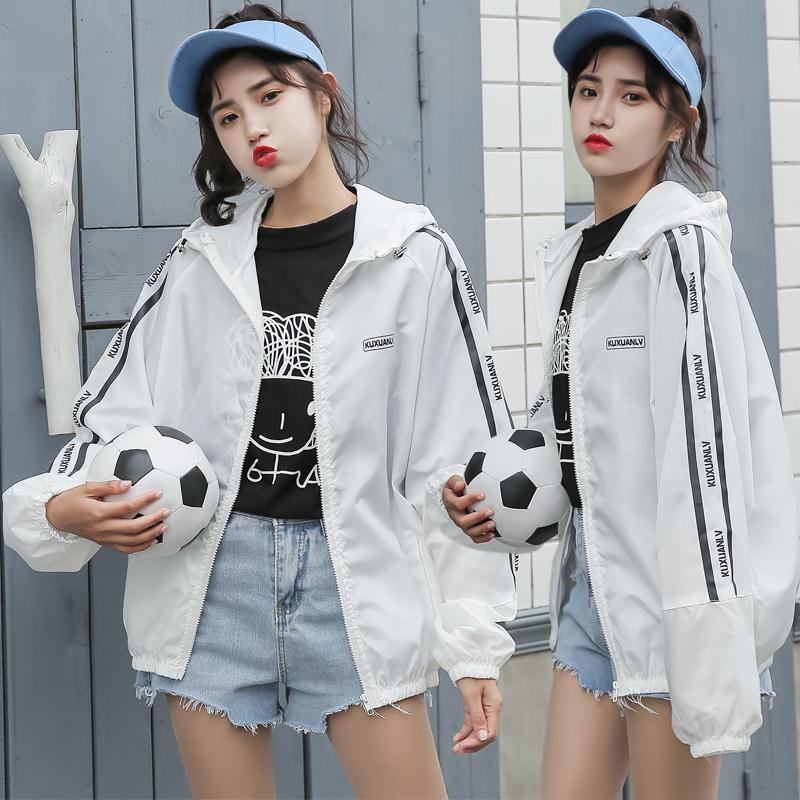 原宿风薄外套女2019春夏季新款韩版宽松bf学生短款户外防晒衣服潮