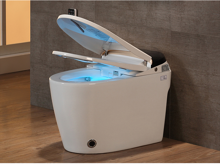 翻盖马桶一体式无水箱座便电动遥控烘干冲水家用坐便器 x8版白金色