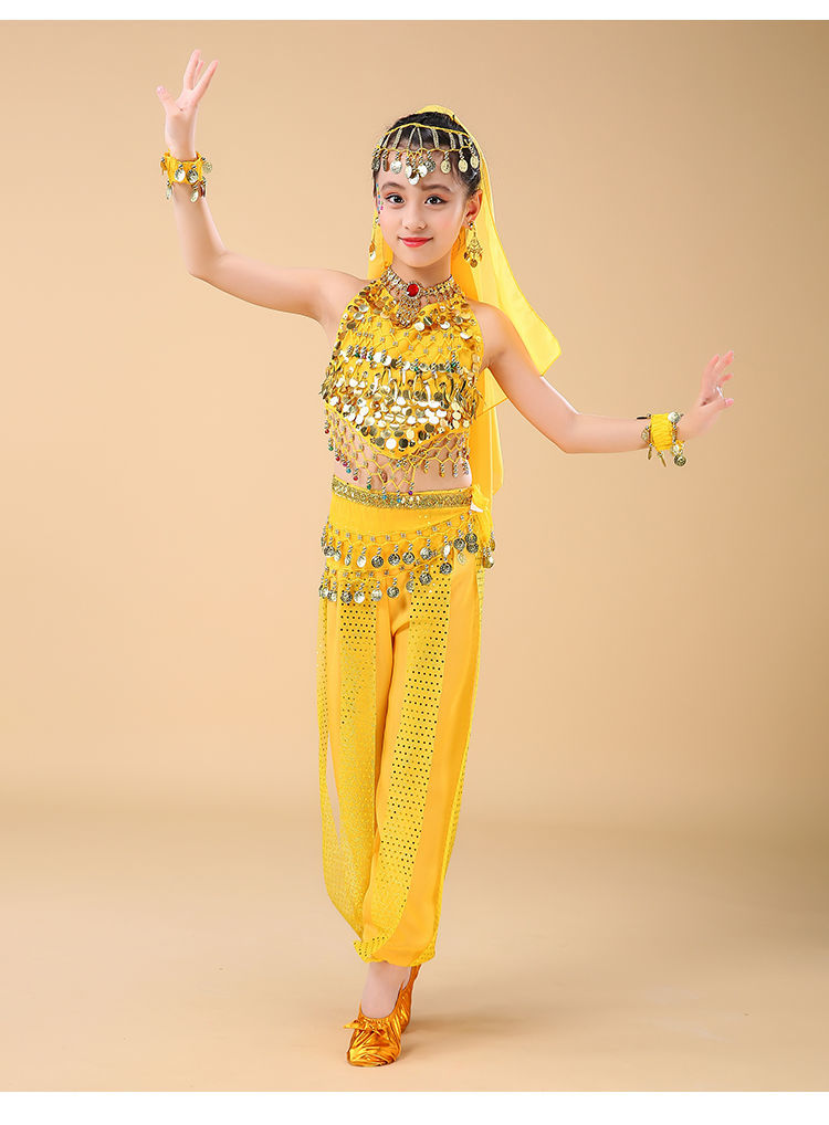 宾届六一儿童印度舞服装女童幼儿园肚皮舞新疆天竺少女民族舞蹈演出服