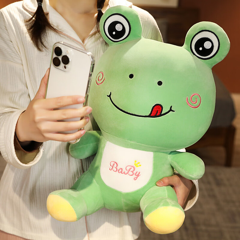 绿色可爱小青蛙布娃娃玩偶毛绒玩具婴儿女孩青蛙公仔 绿色 30cm【图片