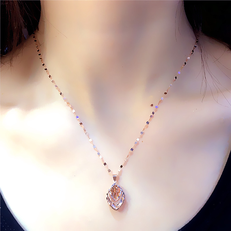 俄罗斯水滴项链14k紫金素金镂空水滴项链花纹项链吊坠情人节礼物 55cm