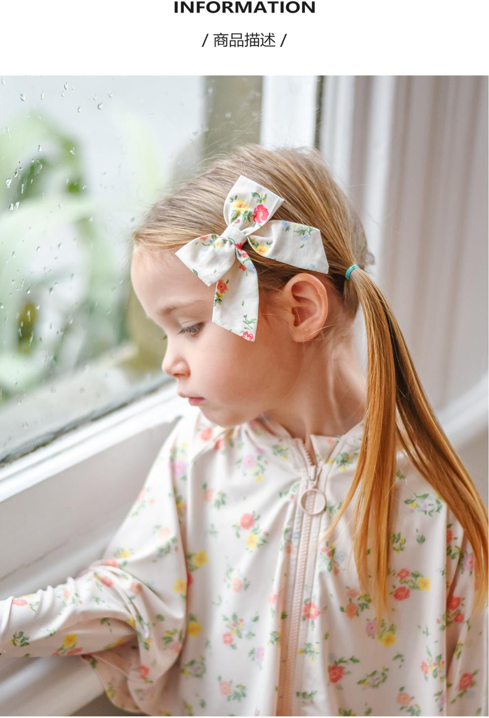 happyology英国女童碎花发卡春季新品儿童英伦头饰可爱蝴蝶结发夹 梅