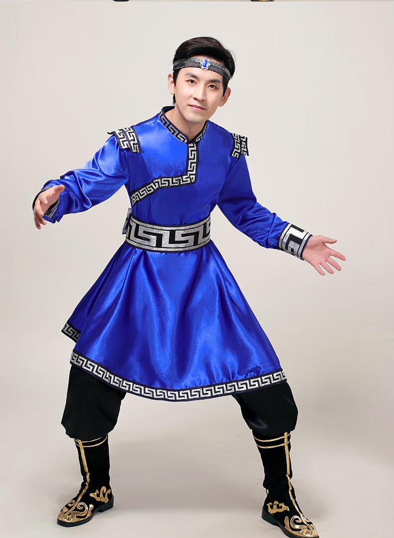 蒙古族服装男装夏季蒙古服装男士蒙古袍蒙古舞舞蹈马头琴演出草原风