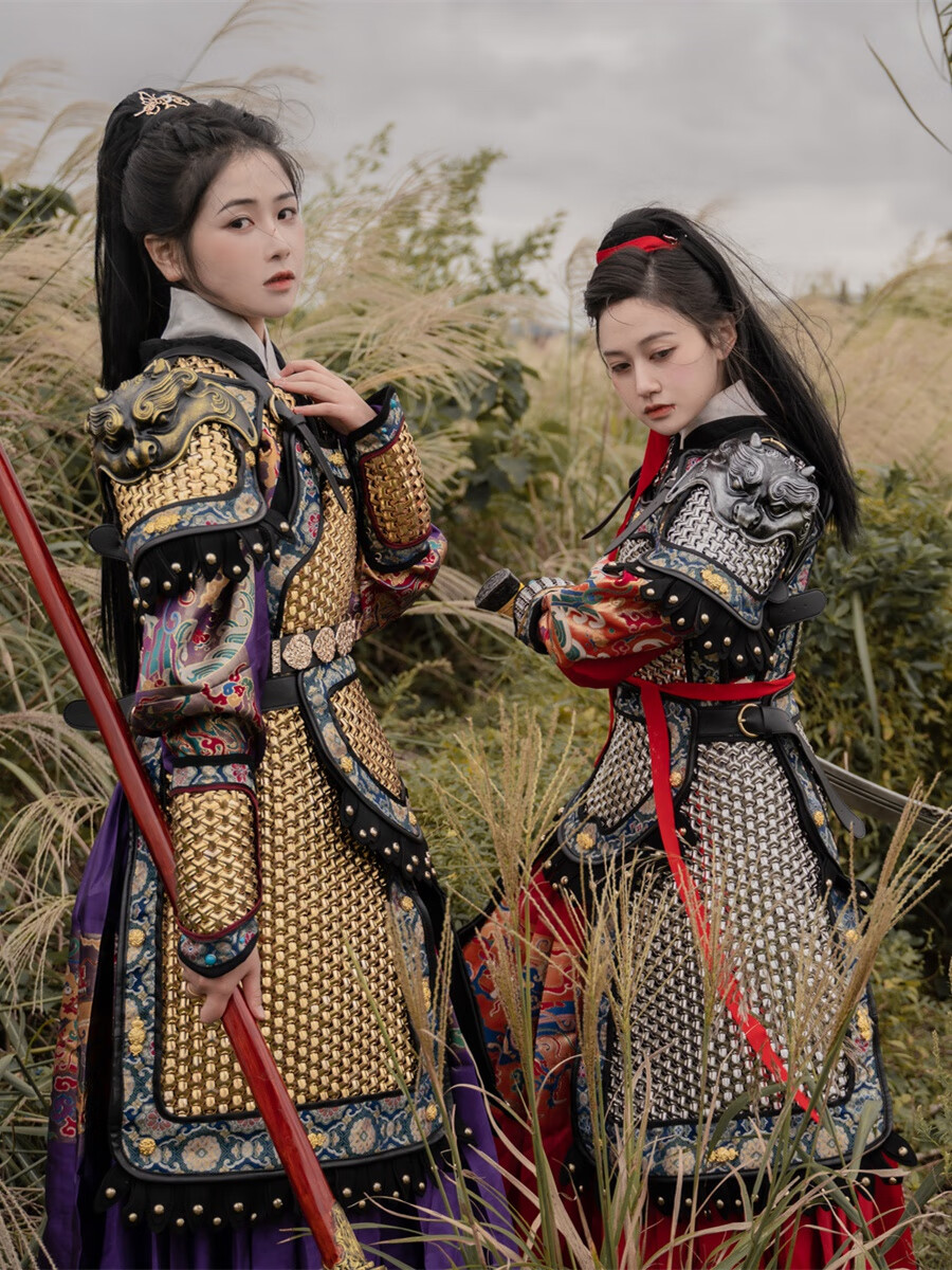 欧凯奇 甲胄铠甲 明制修身锁子甲 女款中国甲胄金银铠甲盔甲步人甲汉