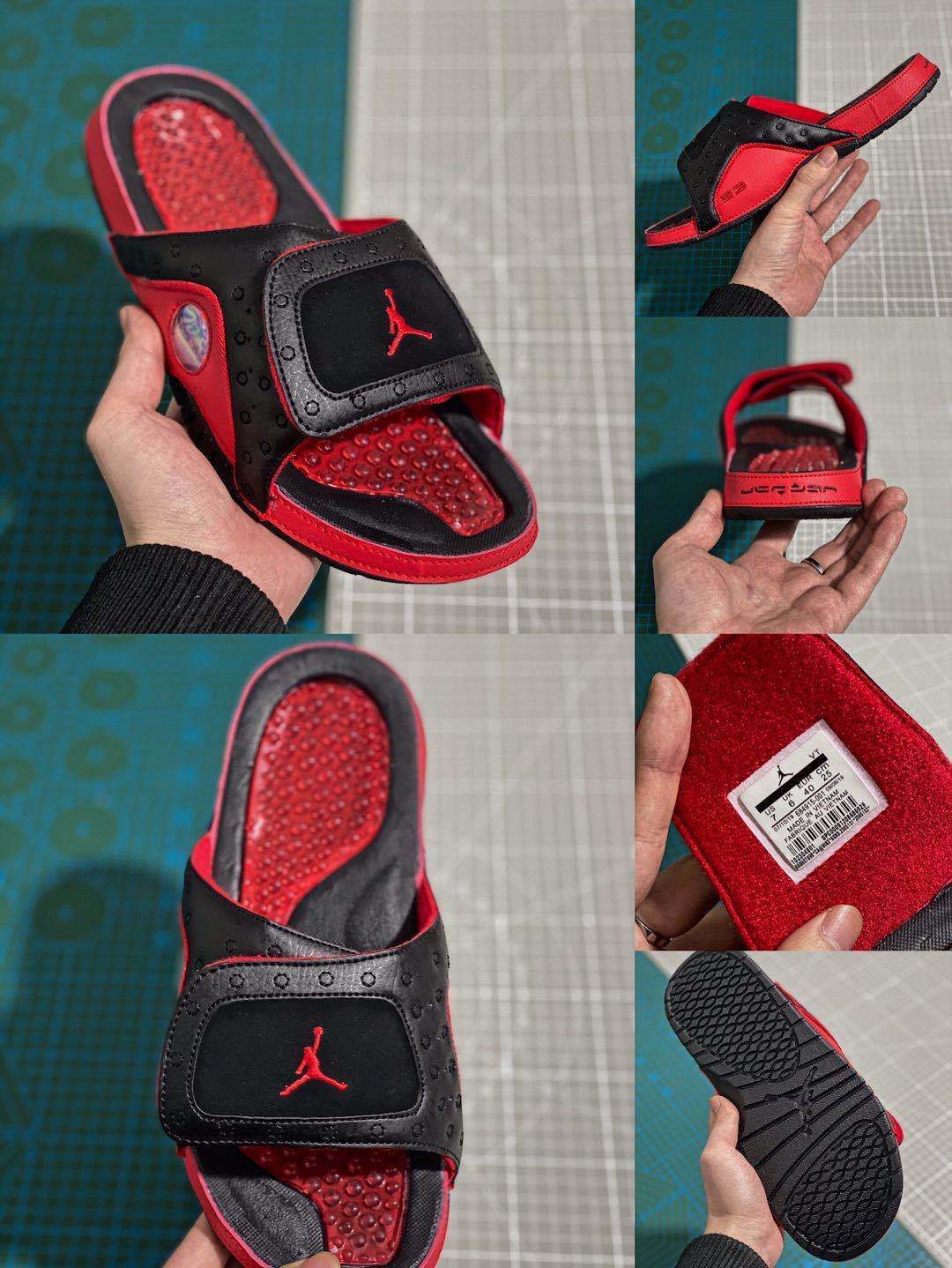 系列飞人拖鞋aj一字拖魔术贴情侣鞋运动拖鞋户外 耐克nikeaj11黑红