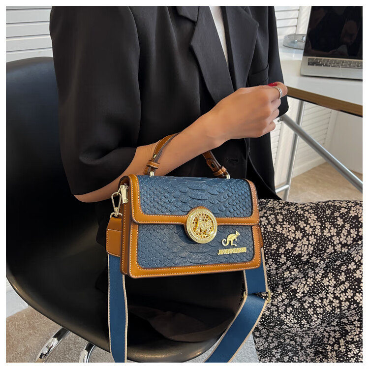 袋鼠俐诺袋鼠包包女2022新款高级感软皮手提包时尚百搭单肩斜挎小方包