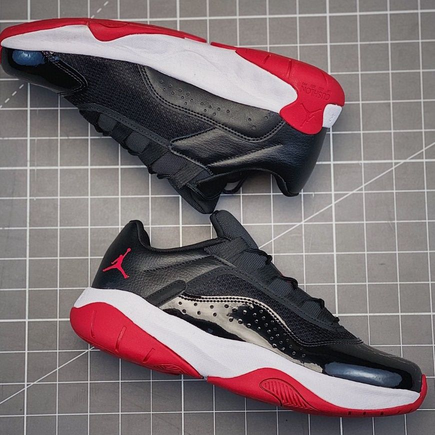 纯原aj11黑红白蛇纹款大魔王低帮真碳板篮球鞋36