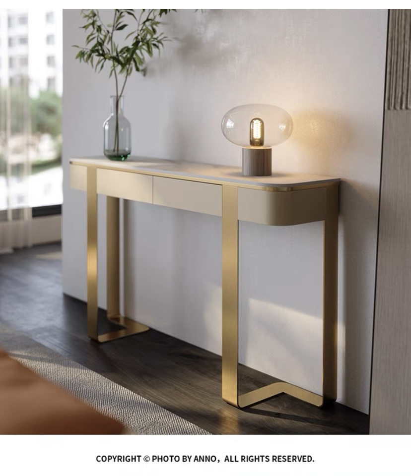 轻奢风玄关台现代简约家用客厅入户端景台过道走廊岩板玄关柜靠墙