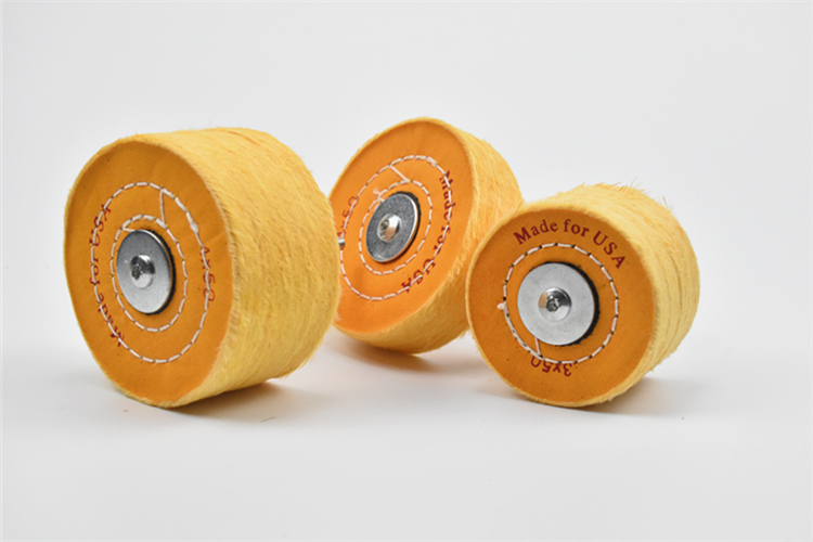 镜面抛光布轮羊毛轮棉金属象牙珍珠木工蜜蜡羊毛绒布玉石打磨头2寸黄