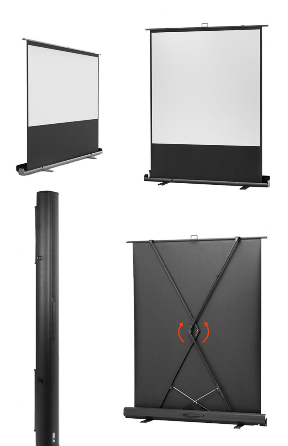 家用户外可移动便携式地升手拉投屏幕布olevo50寸迷你地拉幕白玻纤