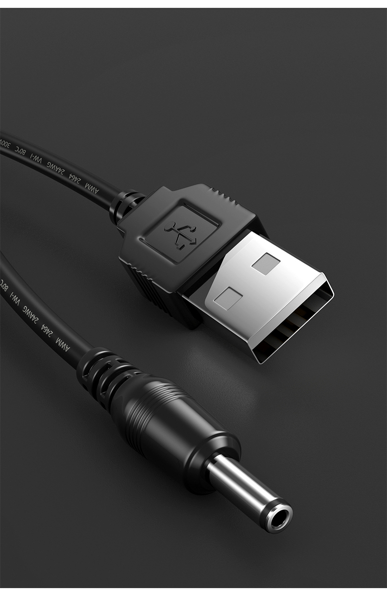 迷你手持小风扇充电器线圆头孔扁头安卓台灯打火机usb数据线通用圆孔