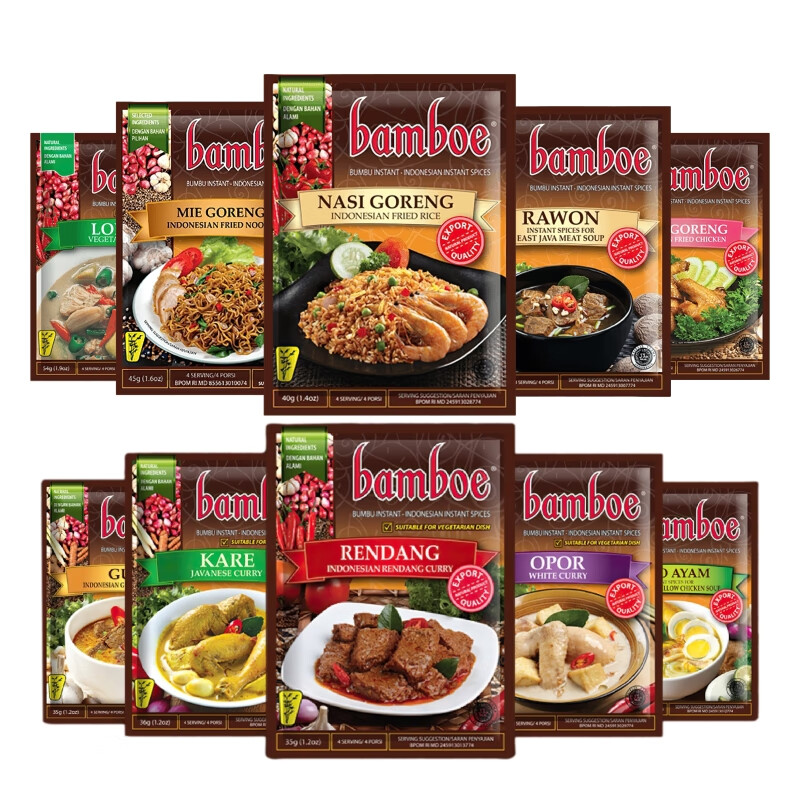印尼bumbu bamboe山竹牌调味酱料*2袋 rendang巴东牛肉炒饭料酱包