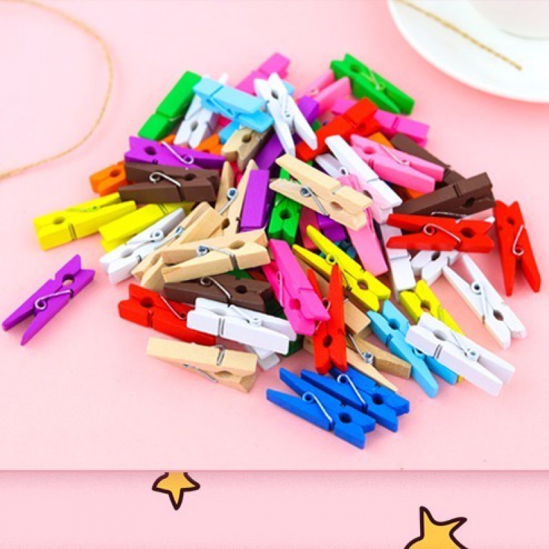 彩色爱心夹子生日婚礼小木夹子照片墙装饰麻绳夹子相片夹创意卡通哆啦