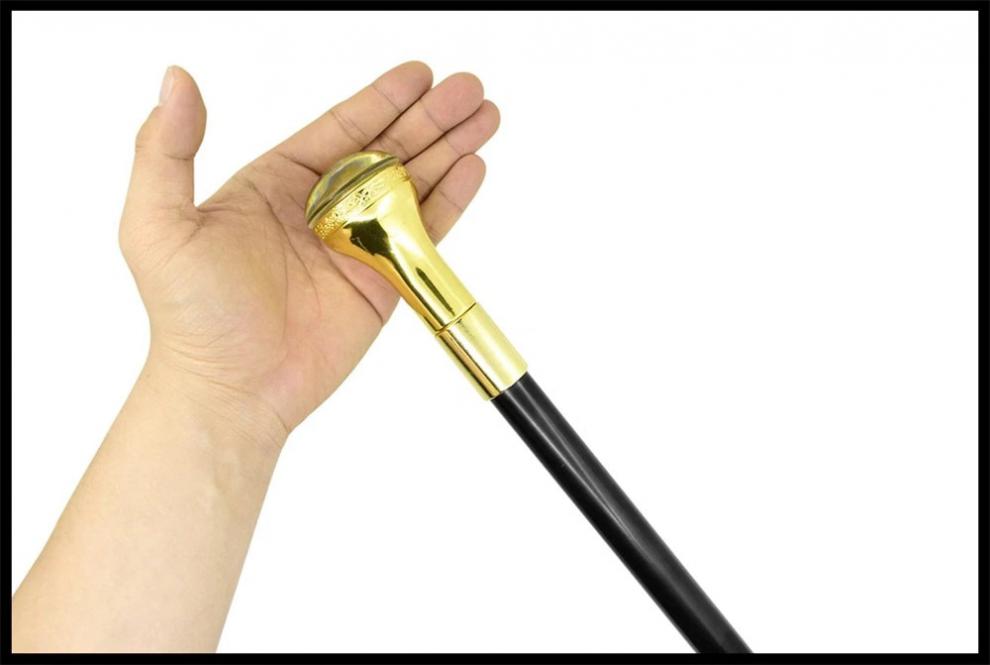 金色圆头英伦时尚绅士手杖舞台道具文明棍cosplay金属权拐仗老人 金色