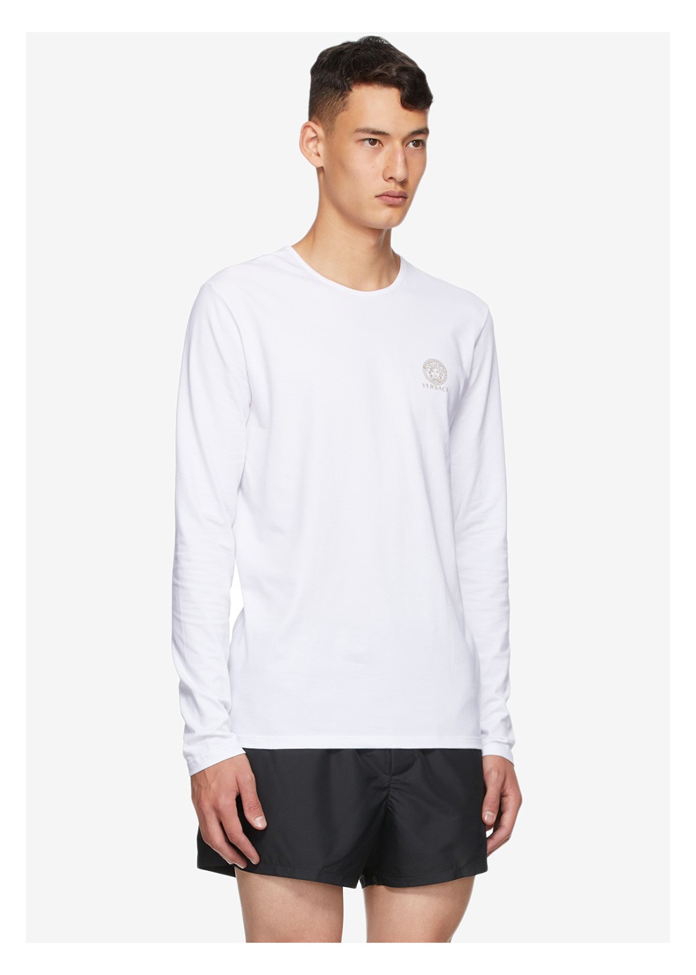 versace 范思哲男装 男士棉质徽标图案印花长袖t恤衫黑白2件装 au