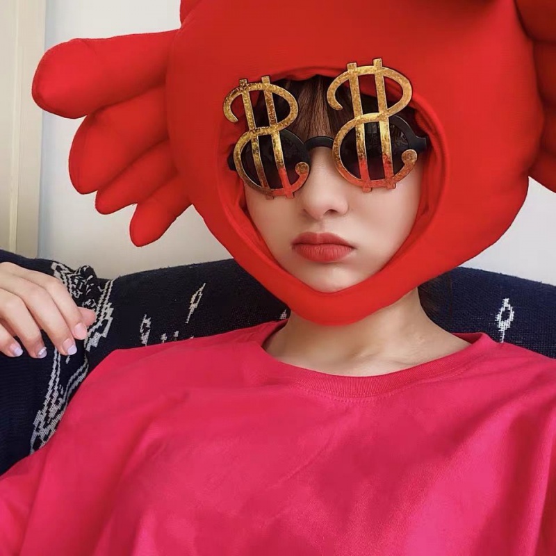 斐珺新品爱心红色眼镜野餐拍照墨镜女太阳花搞怪可爱网红个性眼镜闺蜜