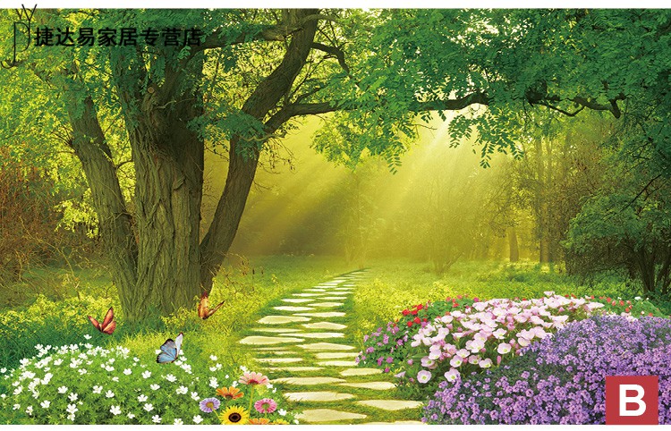 捷达易 3d立体墙贴画壁画 自粘自然美景风光墙贴大自然视觉装饰风景画