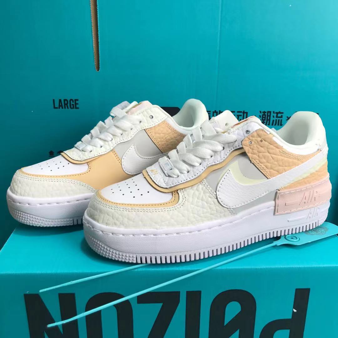 af1空军一号低帮女鞋马卡龙冰淇淋增高鞋运动百搭板鞋 粉红色 粉白