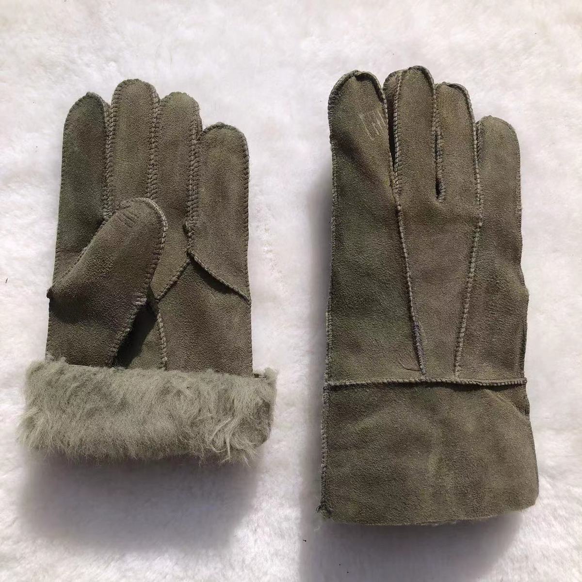 皮手套男翻毛皮手套男女士户外男款五指羊毛皮加厚款皮毛一体防寒保暖