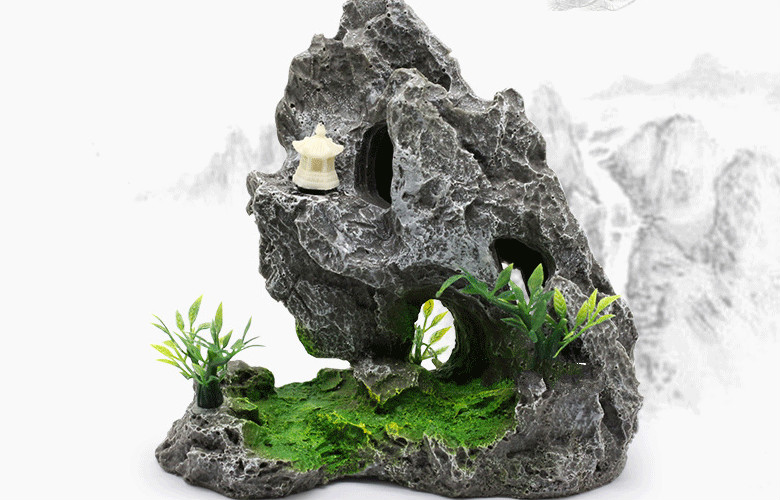 鱼缸造景套餐仿真假山树脂假山鱼缸装饰石头鱼缸假山石头造景 乳牛
