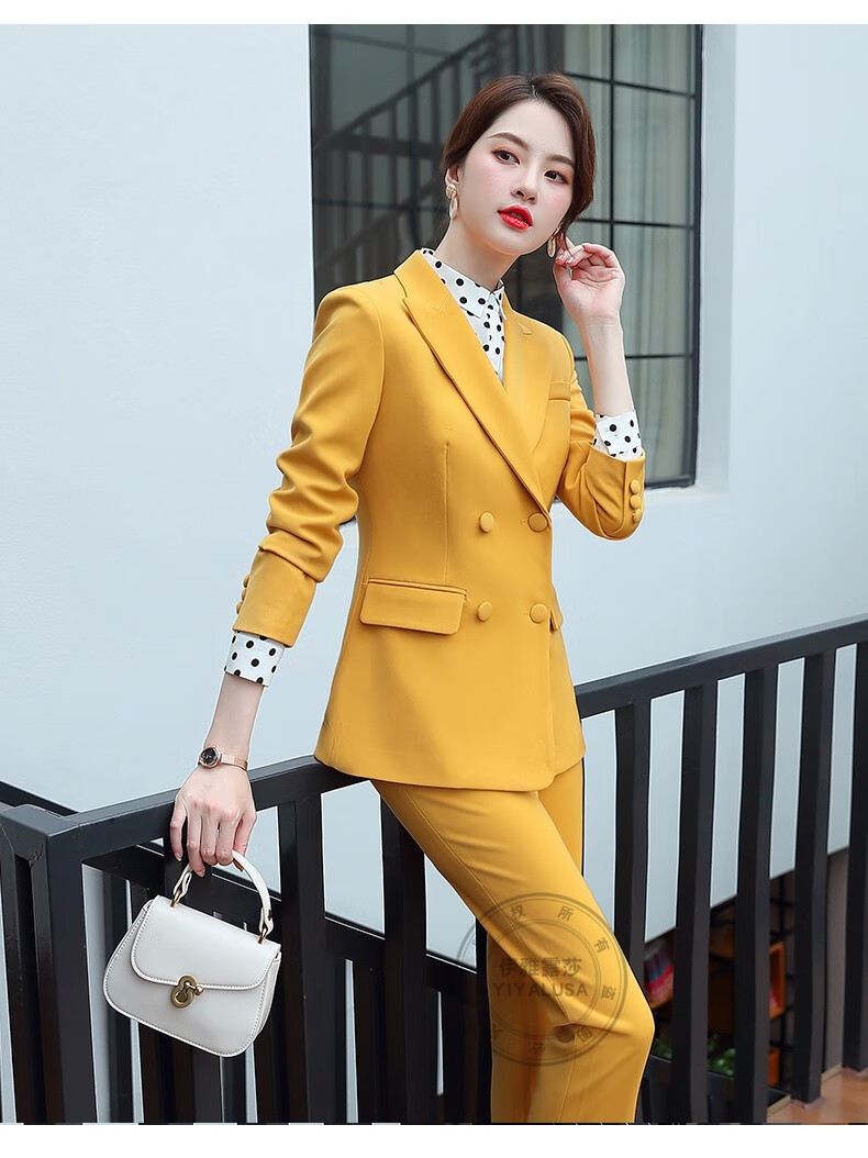 伊雅露莎休闲小西装套装女职业装女装套装新款西服通勤套装y369-338