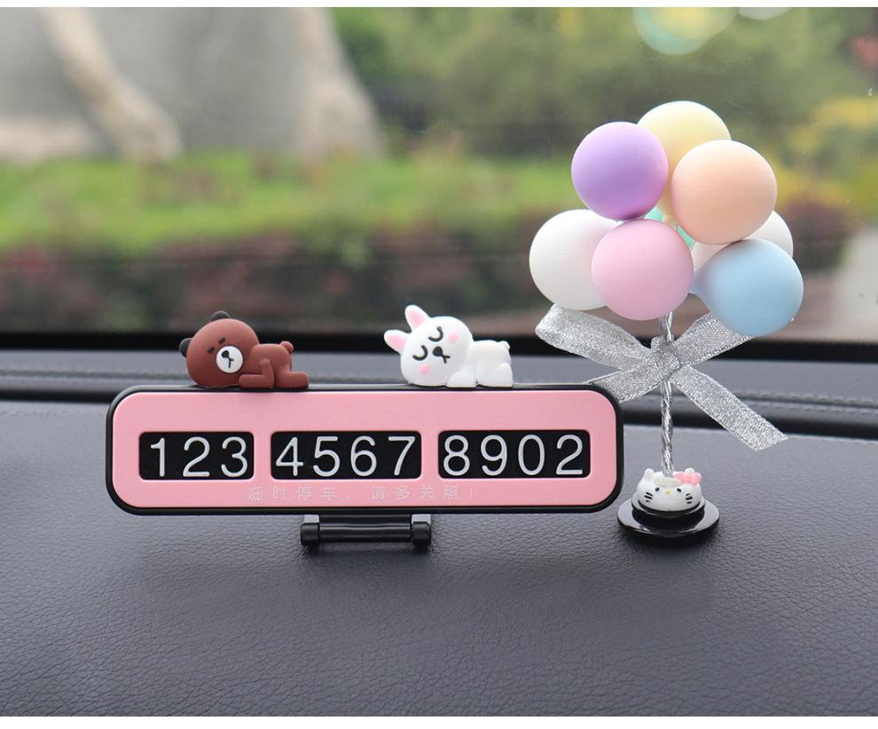 汽车临时停靠电话牌创意可爱个性车载停车号码牌车用挪车移车卡 米妮