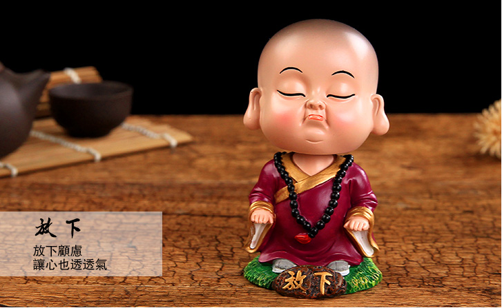 创意汽车摆件摇头可爱平安淡定弹簧网红 弥勒佛小和尚车载内饰品