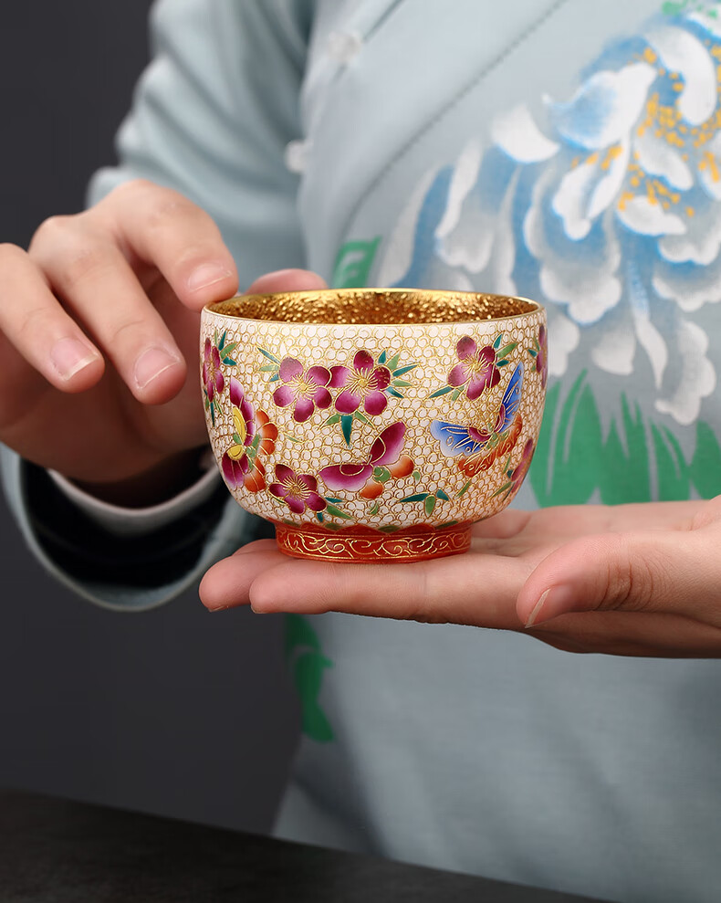 芈雾 景德镇茶具礼品珐琅彩创意鎏金茶杯个人专用陶瓷家用主人杯单杯