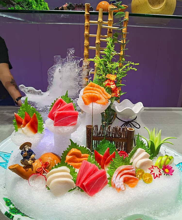 日料刺身摆盘装饰日料刺身装饰品竹排竹篱笆日式烤肉摆盘装饰拼盘摆件