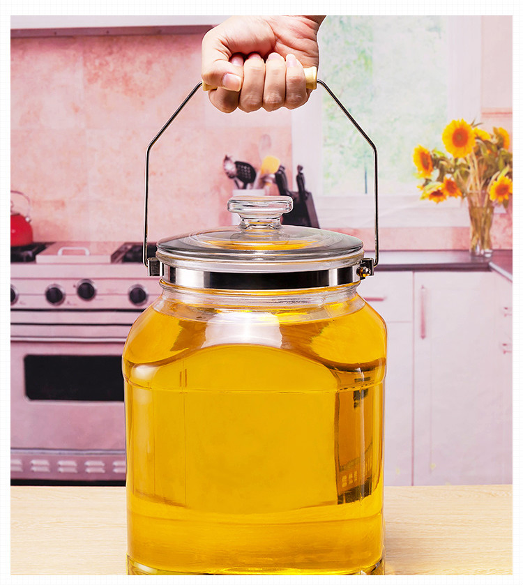 油罐家用厨房玻璃油瓶大容量储油罐食用油桶食用油10斤欧式装油罐菜