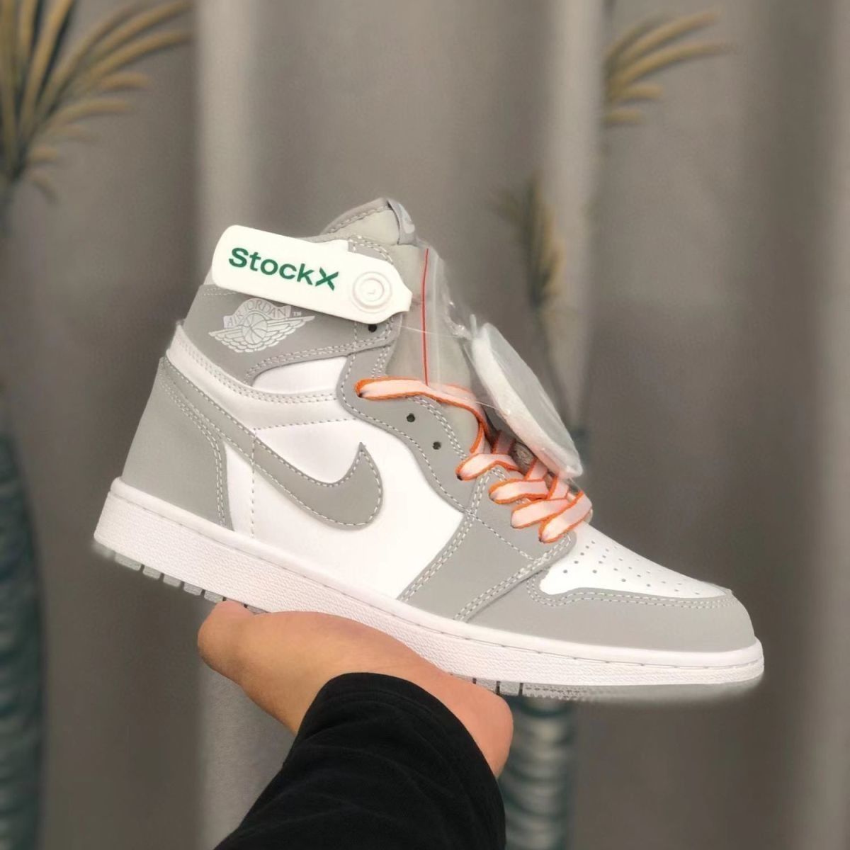 牛皮头层新aj黑曜石黑摩卡高帮篮球鞋烟灰女鞋气垫鞋板鞋aj高帮黑客真