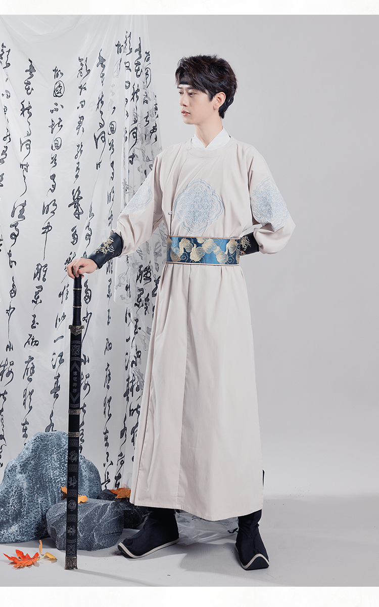 汉唐衣锦原创正版汉服圆领袍男武侠风古装锦衣卫中国风男装演出服蓝色