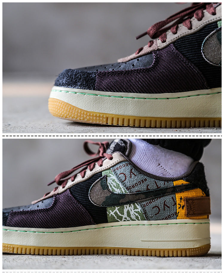 travisscottxairfore1ts联名af1鬼脸拼接空军1号cn2405af1联名黑棕36