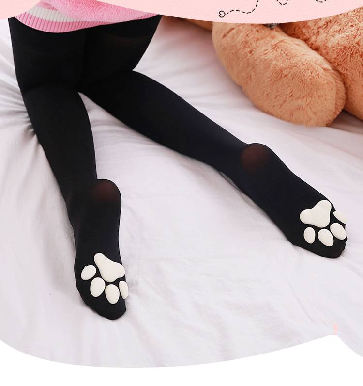 白丝猫爪袜立体 猫爪丝袜可爱立体肉垫袜连裤袜过膝3d黑丝蔡萝莉猫脚