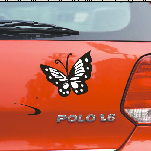 蝴蝶浪漫汽车贴纸 盖划痕防擦痕多色系卡通车贴个性汽车拉花车尾 红色