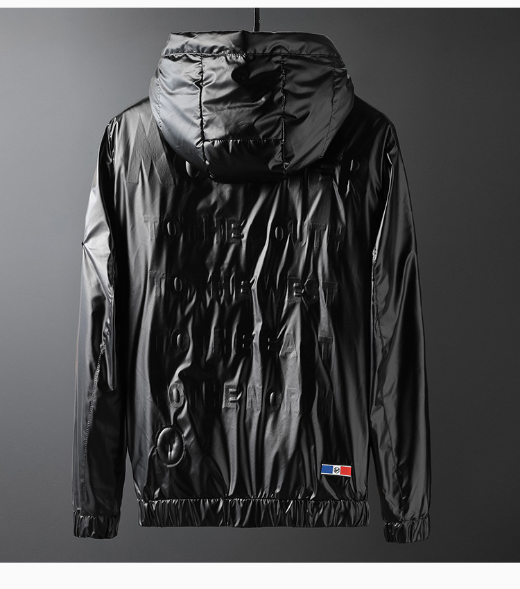 亚星 杰克yaxin琼斯官方旗男装外套同款亮面轻薄夹克男连帽休闲字母压