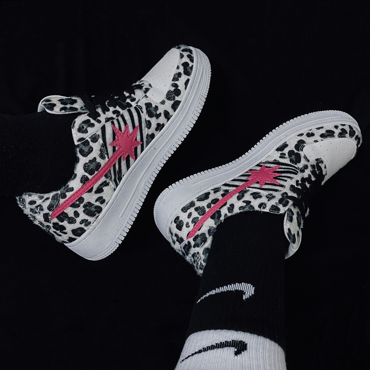 starwalk豹纹粉星流星空军一号男sb网红同款百搭滑板低帮休闲运动板鞋