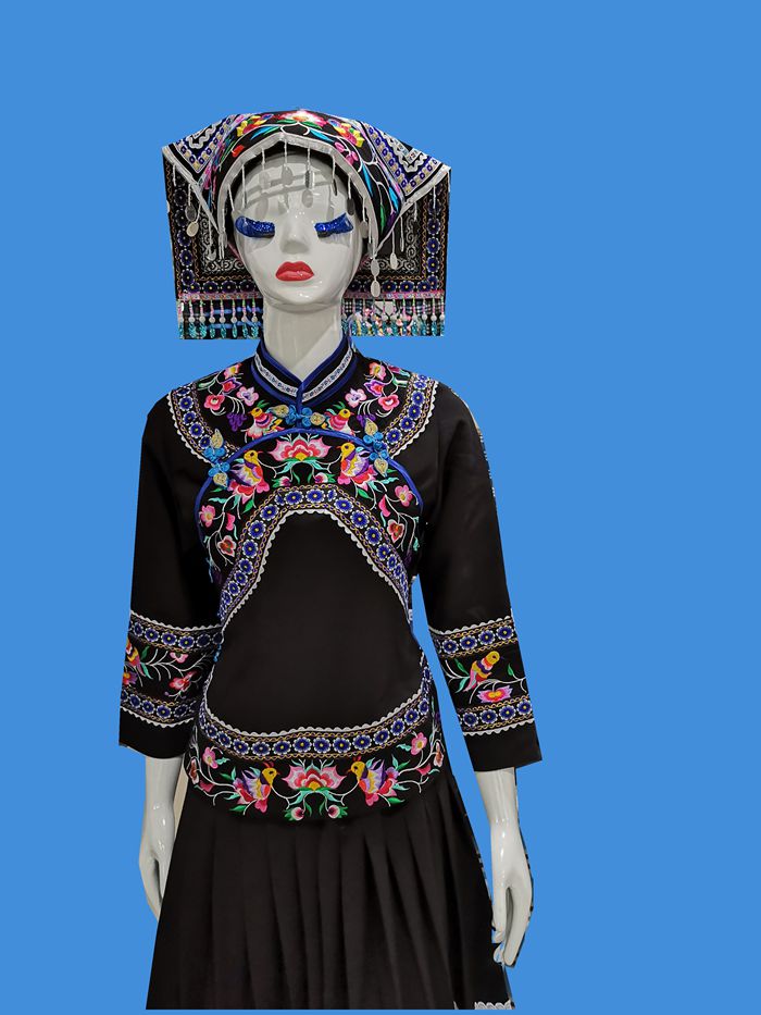 贵州布依族服装民族服饰布依民族服饰舞台装婚嫁装盛装 黑色长裙款 s