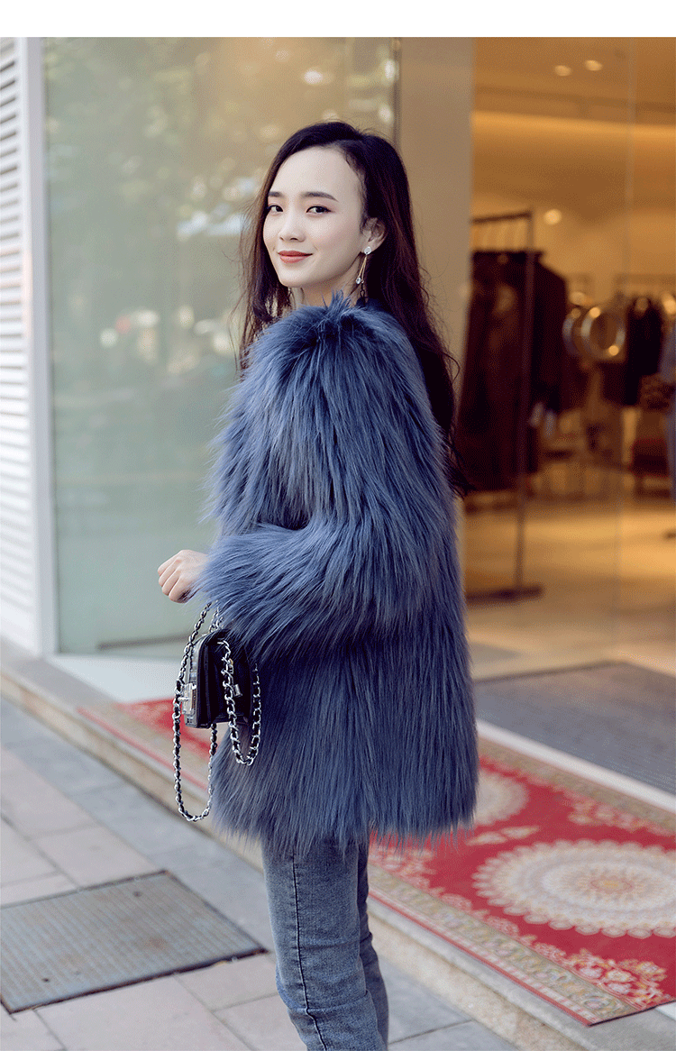 预售皮草外套女中长款仿狐狸毛编织貉子毛大衣2019冬新款年轻时尚显瘦